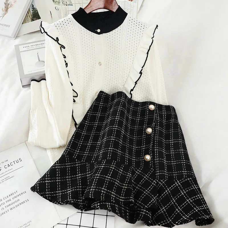 2019 Новая мода Женская одежда свитер из двух частей женский M034 |