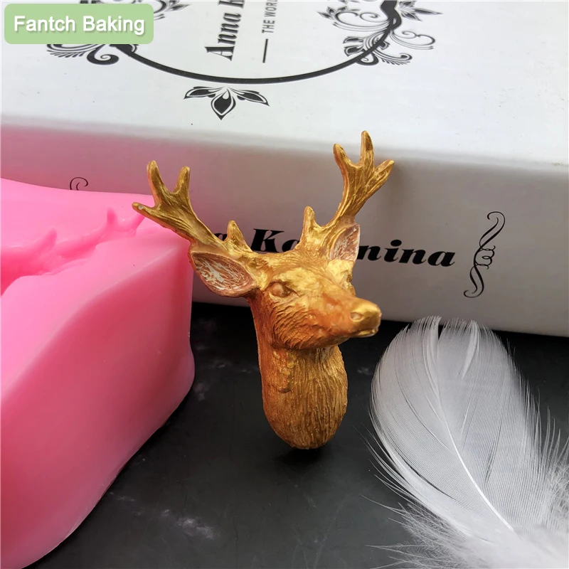 Diy Изготовление сахара модель Рождества голова оленя силиконовые формы