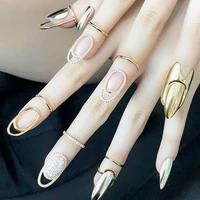 new gothic metal line thin nail rings for women daily fingertip protective cover trendy ring jewelry gift to girlfriend manicure
