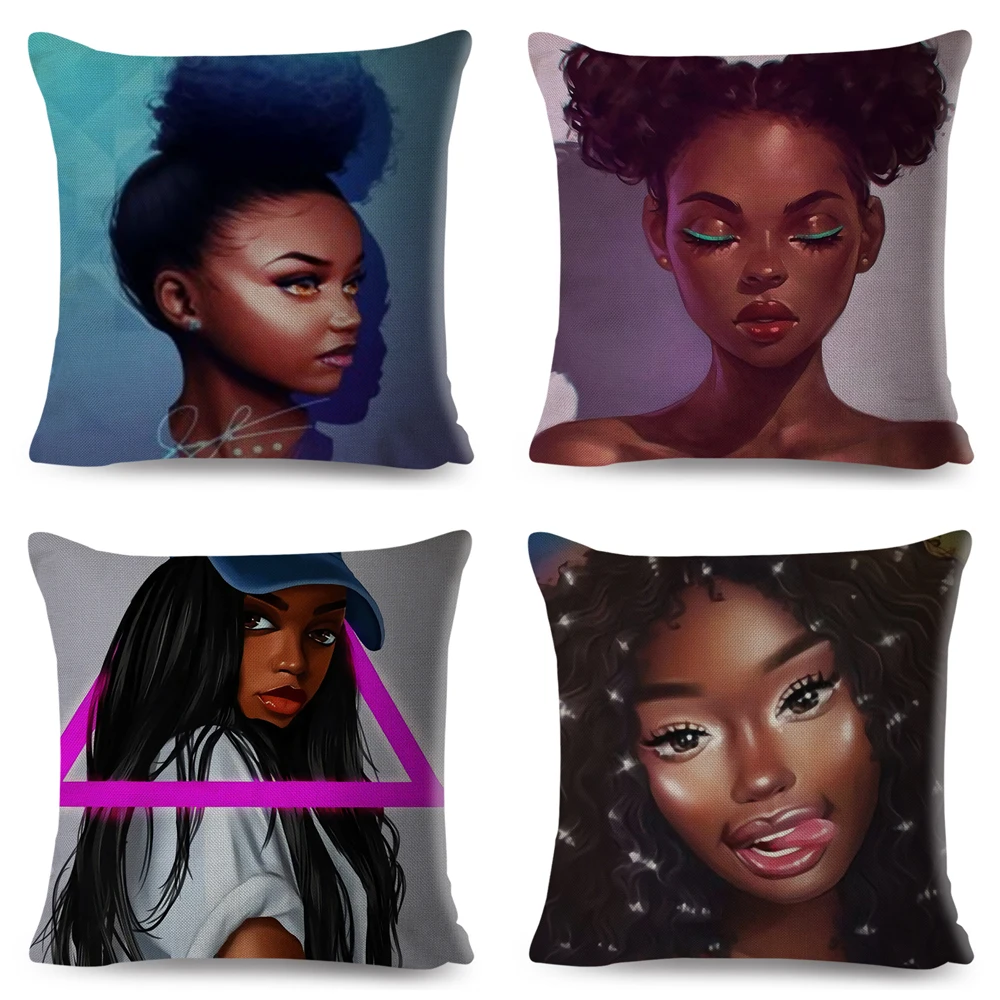 Чехол для подушки с красивой Африканской девушкой декоративный красочный