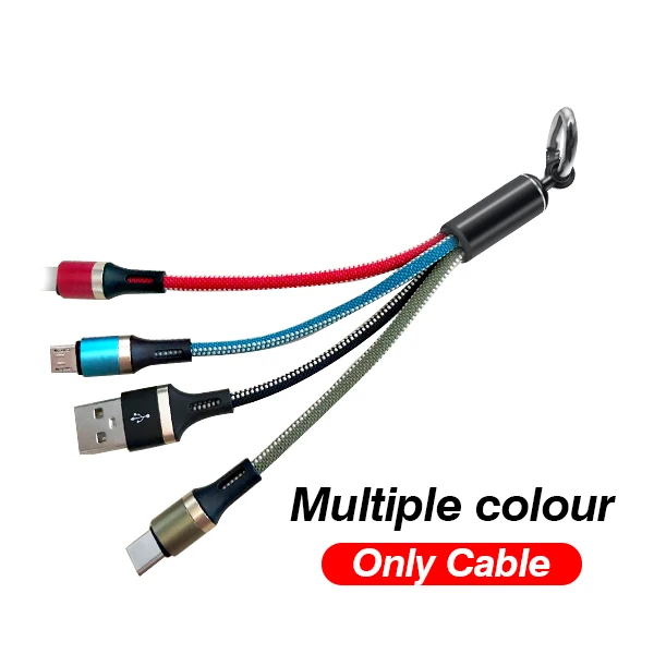 3-in-1-Cable-multi FBYEG 3 в 1 USB кабель брелок короткий Micro usb type C мульти зарядное устройство кабель для Xiaomi huawei iPhone Быстрая зарядка - Цвет: 3-in-1-Cable-multi