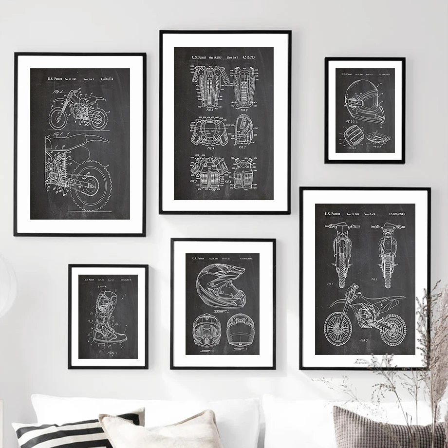 

Motorcycle Helmet Racing Suits Nordic Posters And Prints Wall Art Canvas Painting Vintage Wall Pictures For Living Room Decor