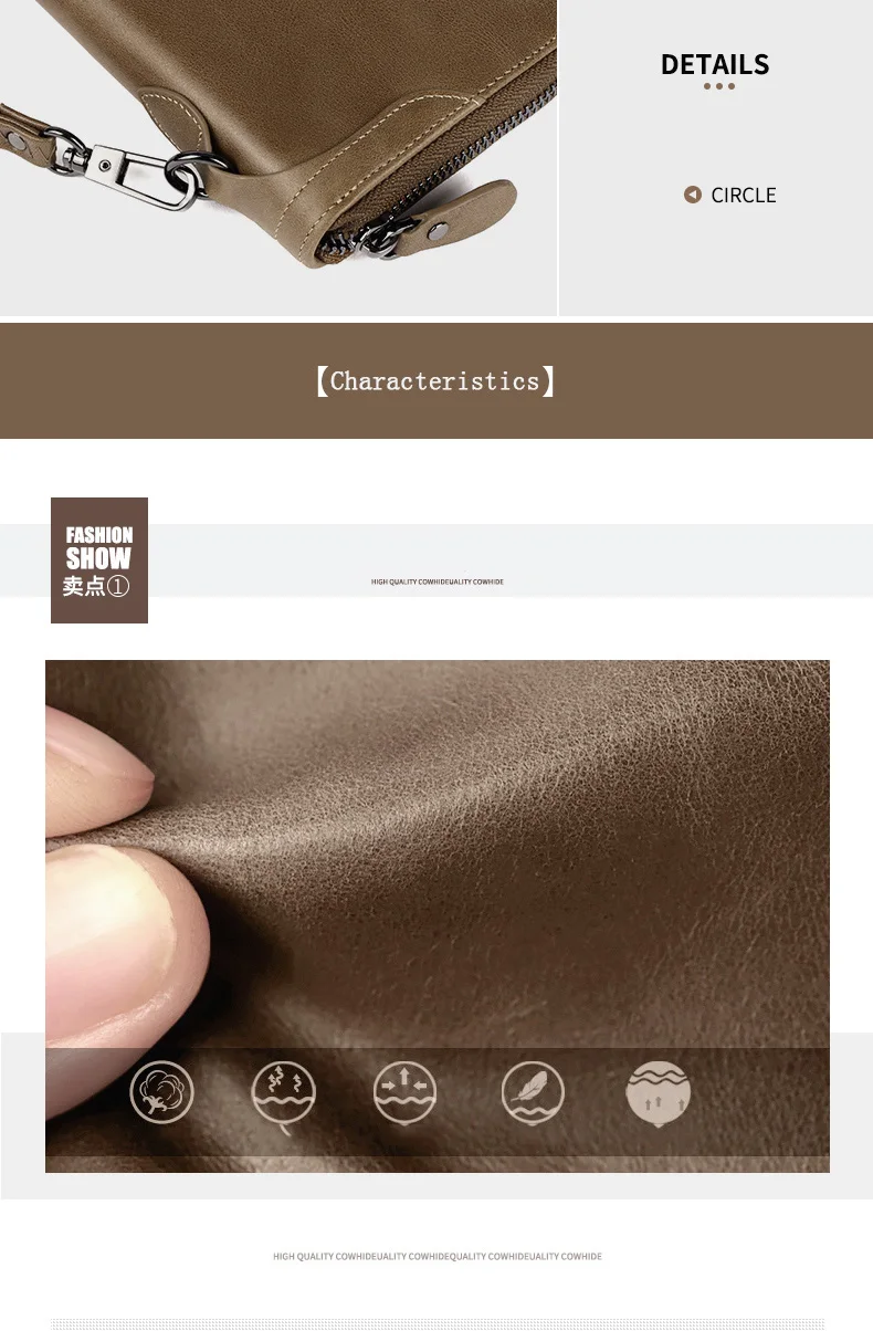 DIDE New Famous Brand Men Long Wallets Genuine Leather Coin Purse Male Purse Card Holder Clutch Wallet Business Vintage Bag