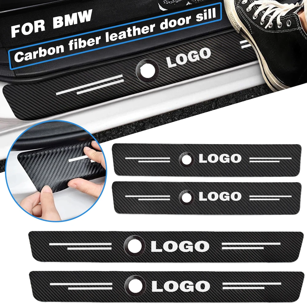 

4 PCS Car Scuff Plate Door Decoration Threshold Sill Stickers Coche Logo For BMW F30 F34 F10 E46 E39 E60 E90 E70 E71 X1 X3 X5 X6