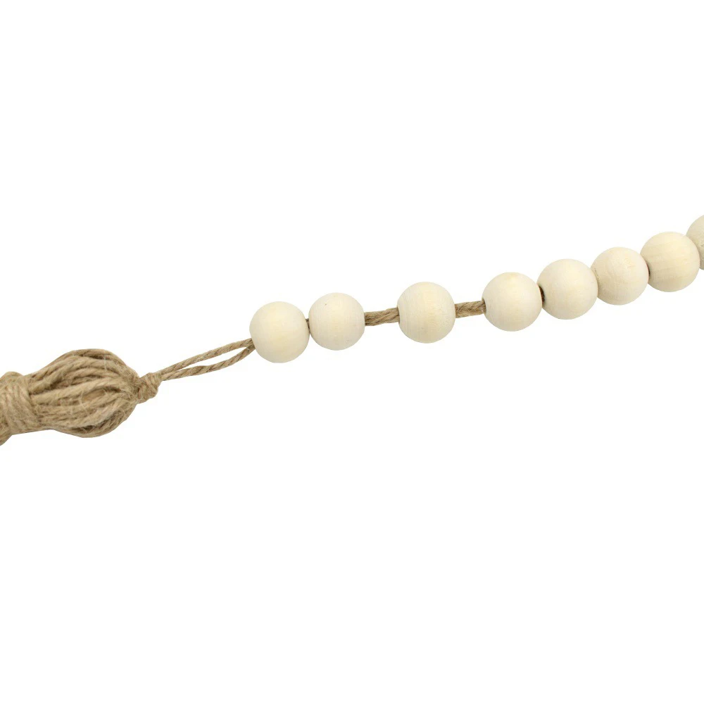 

Wood Bead Garland with Tassels Farmhouse Beads Rustic Country Style Decoration Wooden Beads Tassel Decoration Pendants Fashion