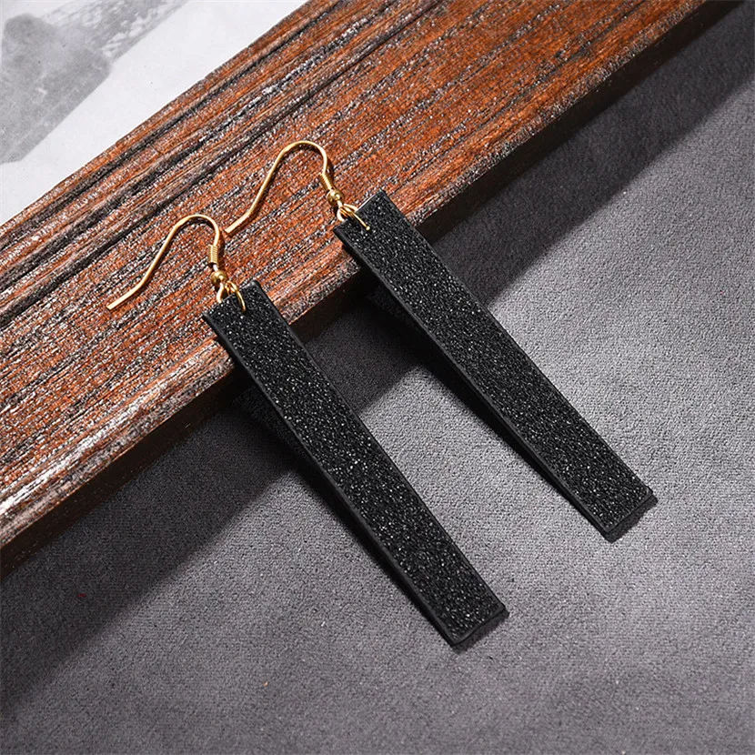 

Long Earrings Gift To Girlfriend Geometry Earring Female Leather Material New Arrival Korean Fashion Valentine's Day Bohemiani