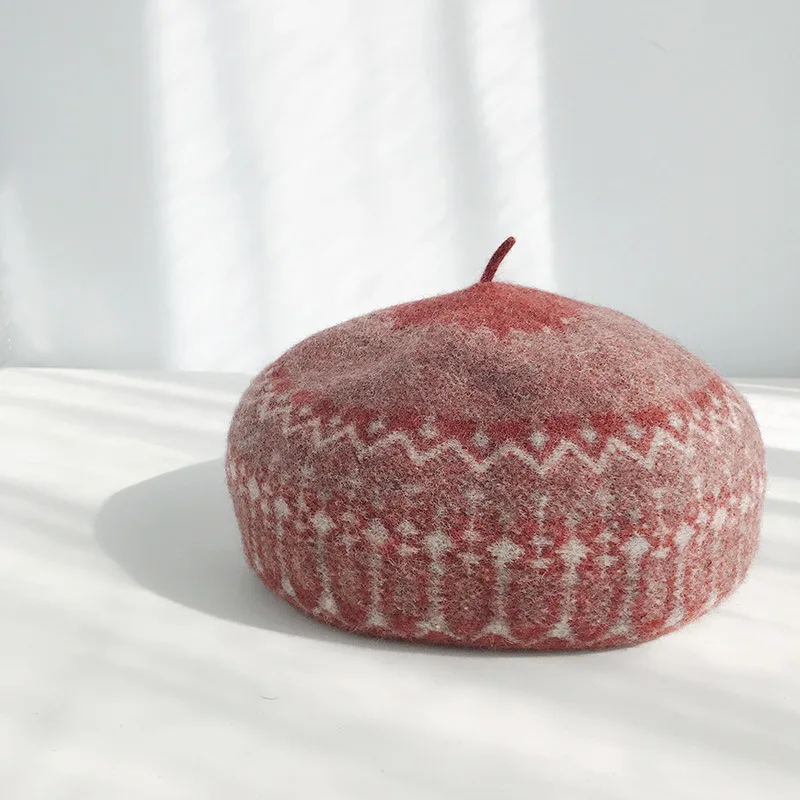 Женский Стильный берет в богемном стиле осенне зимняя шерстяная восьмиугольная