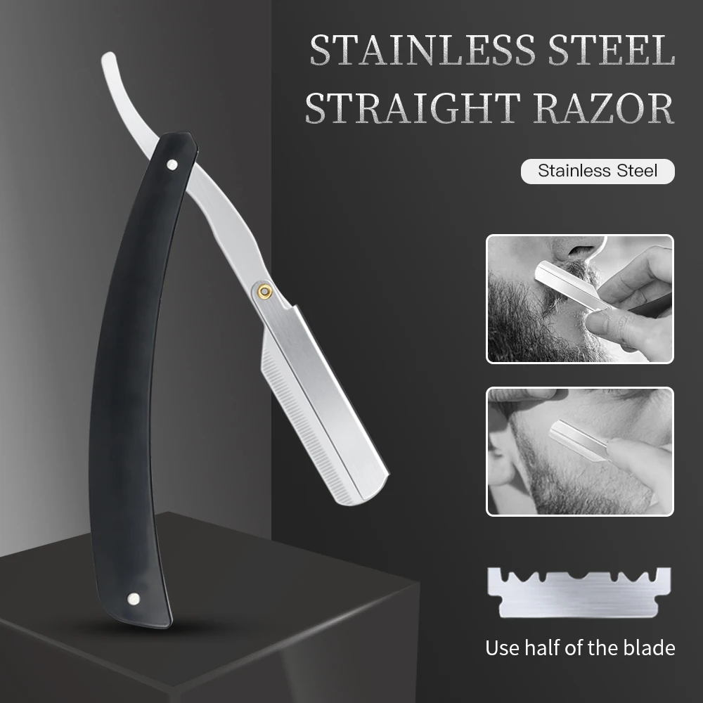 

Men Straight Edge Barber Razors Stainless Steel Folding Shaving Knife Hair Removal Professional Hair Razor Folding Shaving Razor