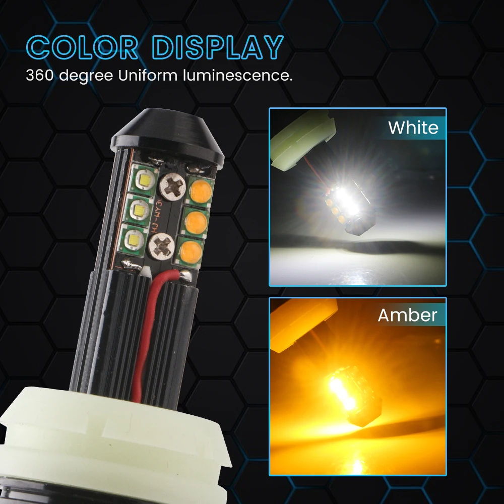 YM E-Bright 1 комплект 1156 P21W BA15S PY21W BAU15S 3156 7440 без ошибок светодиодный автомобиль Canbus DRL поворотники 12 В DC двойной цвет белый+ янтарный