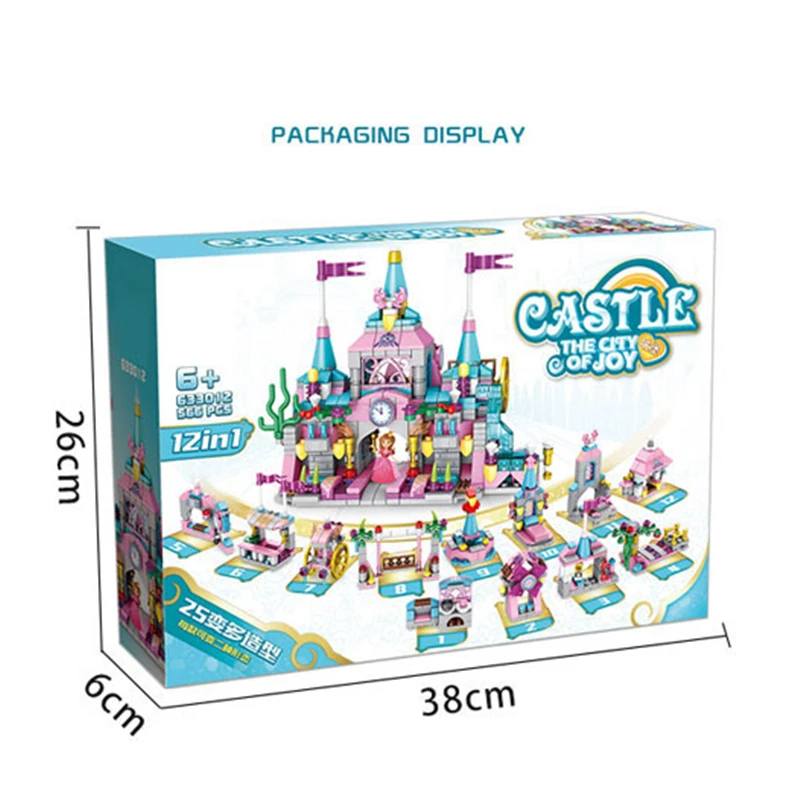 

12 in 1 566PCS Mini Accessories The City Castle Princess Girl Friend Children Building Blocks Set Educational Toys Kids Bricks