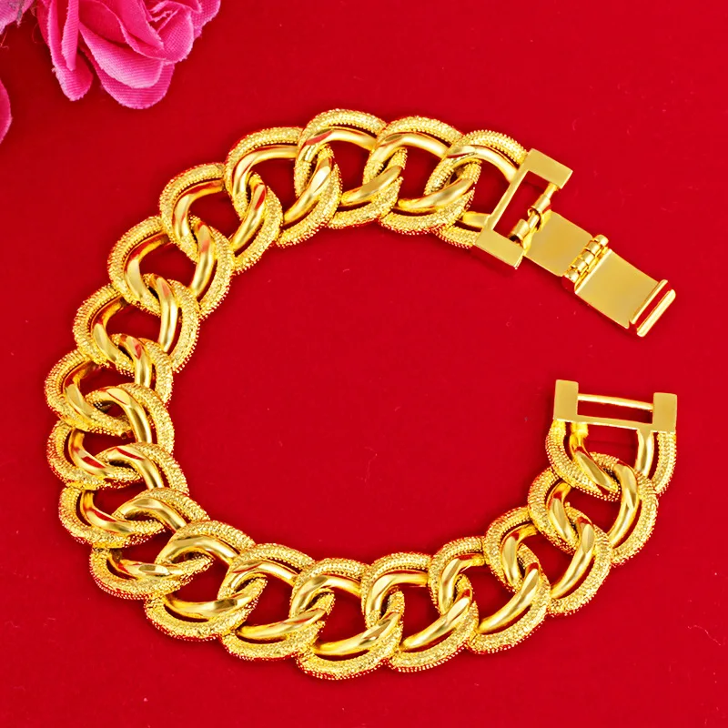 Forever Not Fade 18K Золото Цвет Свадьба Bizuteria для Мужчин Тонкая Pulseira Женская бижутерия Femme