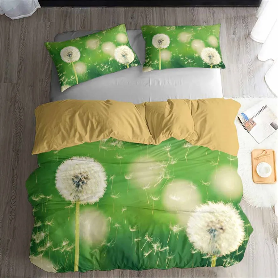 

HELENGILI 3D Bedding Set Dandelion Print Duvet cover set bedclothes with pillowcase bed set home Textiles #XH-24