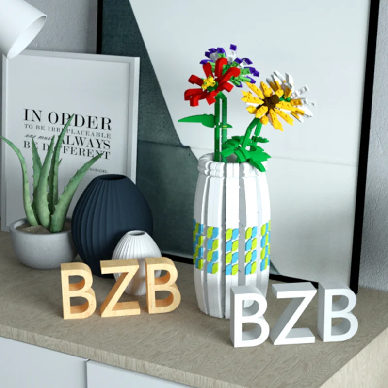 

MOC Flowers Bouquet Plants Home Office Decoration Building Blocks Kits Vase Blossom Model DIY Bricks Kids Toys Best Gifts