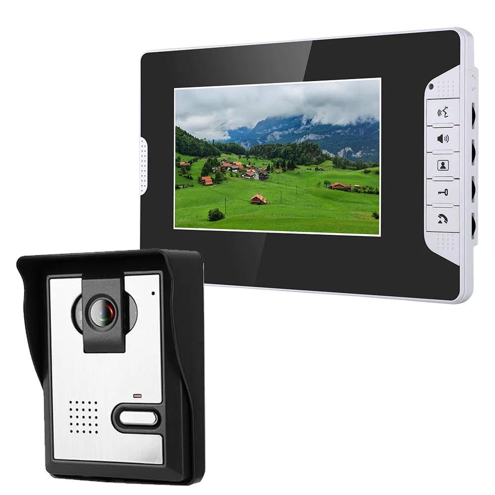 MOUTAIONE 7 inch  Color Video Door Phone Intercom Doorbell System Kit IR Camera Doorphone Monitor Night Vision