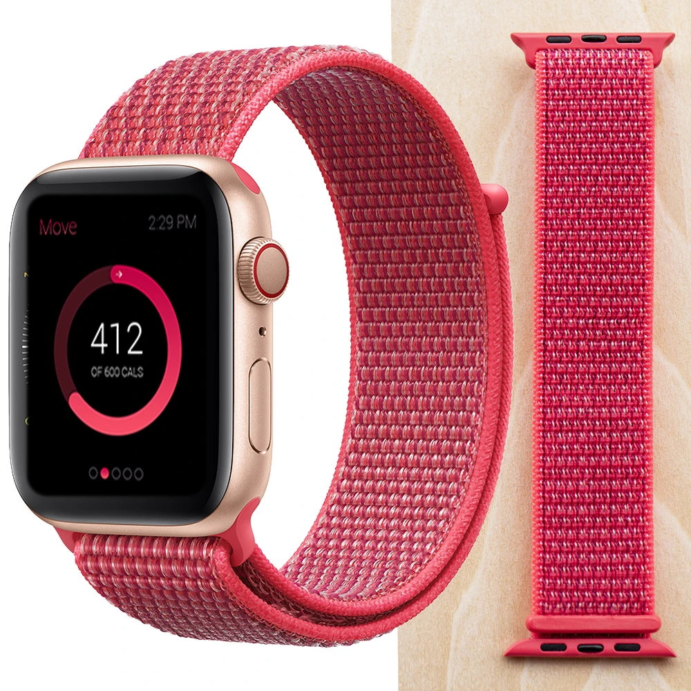 Hibiscus Новая высококачественная нейлоновая Спортивная петля для Apple Watch band Series 4 3 2 1 мягкий дышащий тканый ремешок 44 мм iwatch 42 мм 38 - Цвет ремешка: Hibiscus
