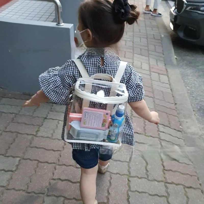 

Korean Style Children Mini Backpack Purse Cute PVC School Book Bags for Kids Girl Boy Clear School Backpack Baby Beach Bag