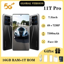 Smartphones 11T Pro Global Version Android OS 12 7200mAh Qualcomm 888+ 16GB 1T 7.3 Inch Mobile Phones Unlocked 4G 5G Cellphone