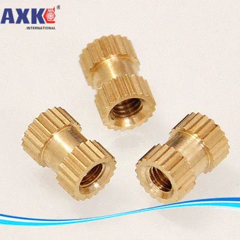 

100pcs M2 Double-pass Copper insert injection copper knurled nut embedded parts copper flower nut Brass screws Stud M2*8*3.5