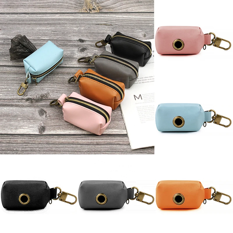 

Dog Poop Bag Dispenser PU Leather Pouch Pet Cat Pick Up Poop Bag Holder Waste Bags Organizer Travel Outdoor Dog Waste Bag