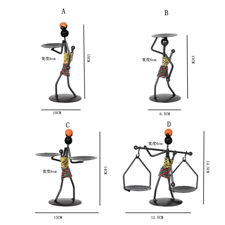 

Vintage Metal Candle Holder Home Decoration Figurine Model Candelabros Creative Candlestick Decorative Party Wedding Centerpices