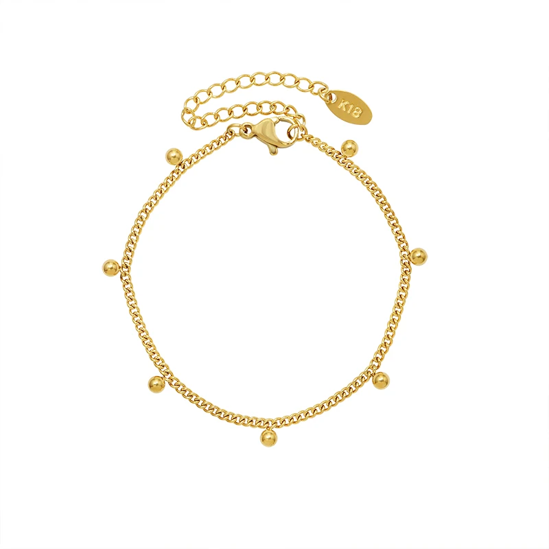 

Thin Side Chain with Steel Ball Bracelet Titanium Steel Rose Gold Silver Gold Chain Bracelets