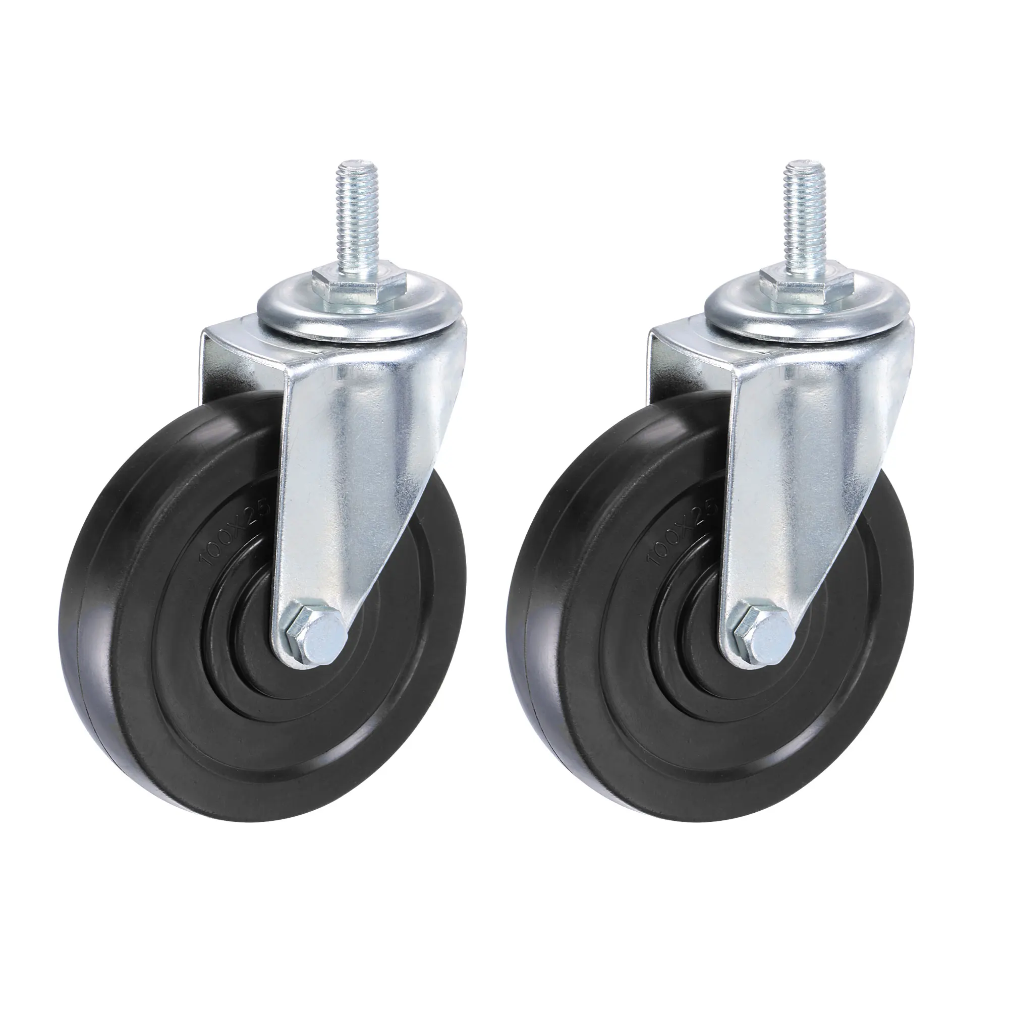 

Uxcell Swivel Stem Caster 4" Diameter 132Lbs Load Capacity, for Workbench Trolley, Rubber, Black, Pack of 2
