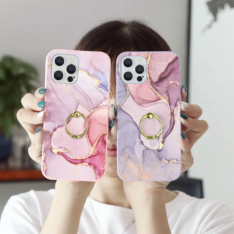 Мраморный чехол с кольцом-держателем на палец для Samsung Galaxy A52 A71 A12 A21S A21 A50 A51 A10 A31 A32
