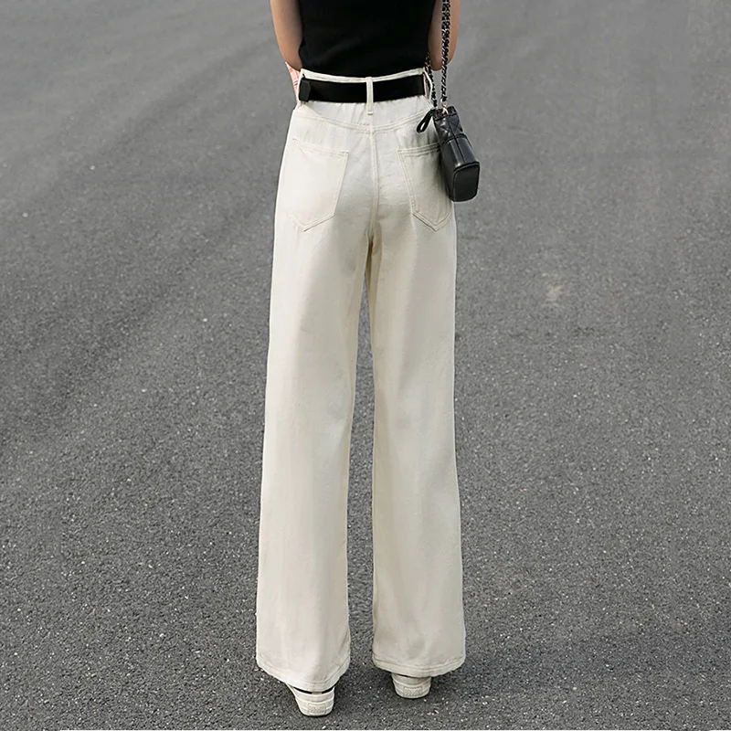 Джинсы женские прямые с завышенной талией элегантные брюки полной длины