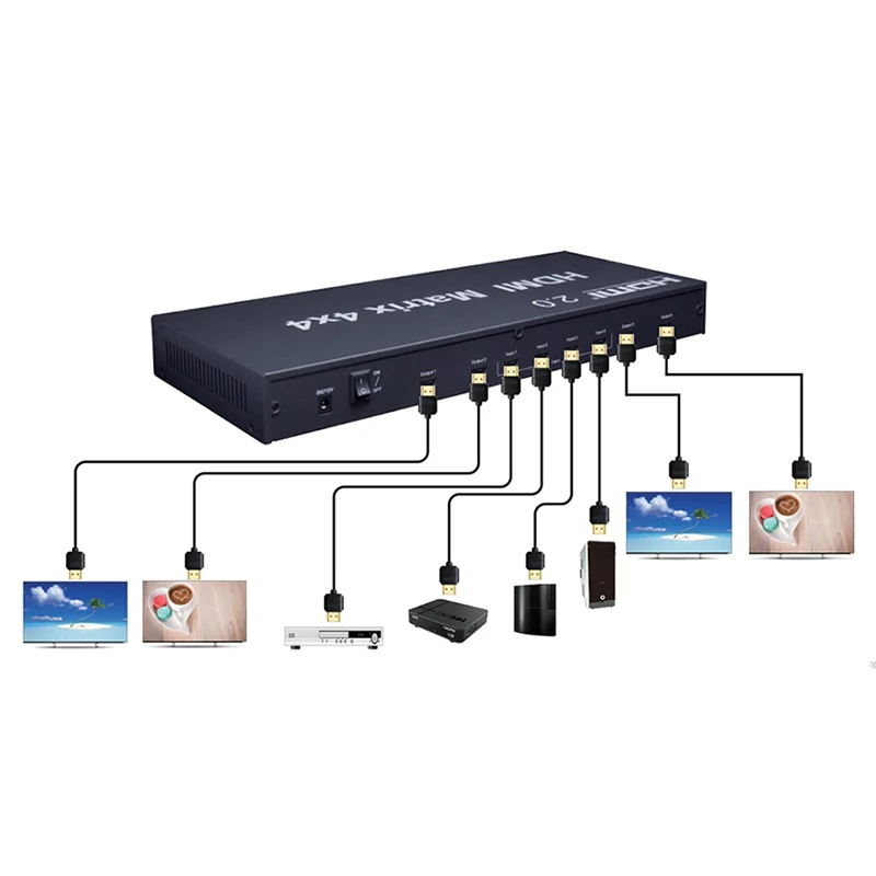 2,0 HDMI матрица 4x4 4K@ 60 Гц с аудио выход HDMI 4X4 матричный переключатель разветвитель коробка 4 в 4 из 4K X 2K HDCP 1,4 с EDID и RS232 управление