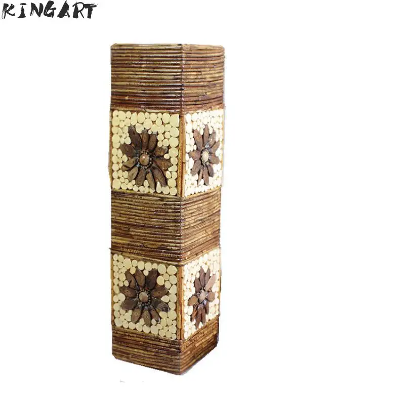 Тростниковая Ваза деревянная напольная ваза для украшения гостиной Ретро