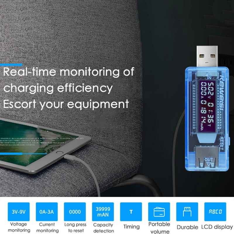 USB детектор с ЖК дисплеем тестер емкости и напряжения для зарядных устройств