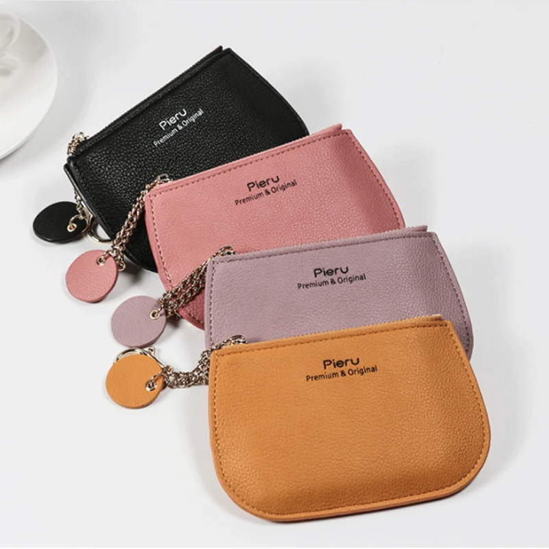 

Female Stylish Zipper Wallet Simple All-match Small Fresh Ultra-thin Shell Coin Purse Portable PU Leather Soft Coin Purse