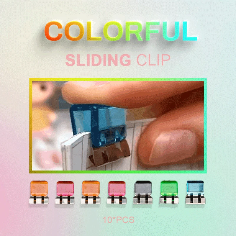 

10PC New Colorful Sliding Clip Paper Clips Candy Color Binder Clips For Book Decorative Clip Set School Stationery
