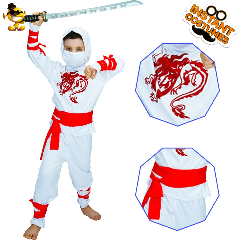 Белые детские костюмы Ниндзя для мальчиков Страшный ужас Костюмы на Хэллоуин