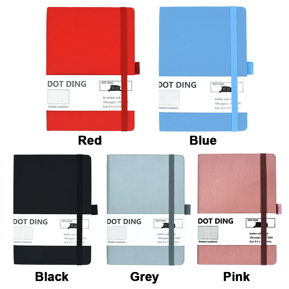 

A5 Size Journal Thickened Dotted Notebook Stationery Planner 160 Pages Leather Softcover Ivory White Paper 100 GSM School Office