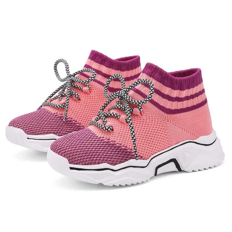 Children Socks Shoes 2021 Spring Children's Shoes Knitted Sneakers Boys and Girls Comfortable Flying Knitted Lace-up Socks Shoes