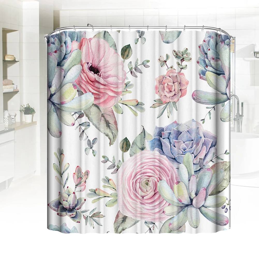 Плесень устойчивый водонепроницаемый полиэстер с крючками листья Печатные