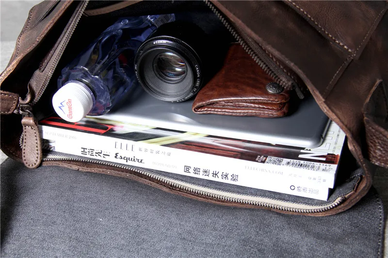 Business retro Simple Genuine leather men's briefcase handbag fashion casual natural leather single shoulder messenger bag