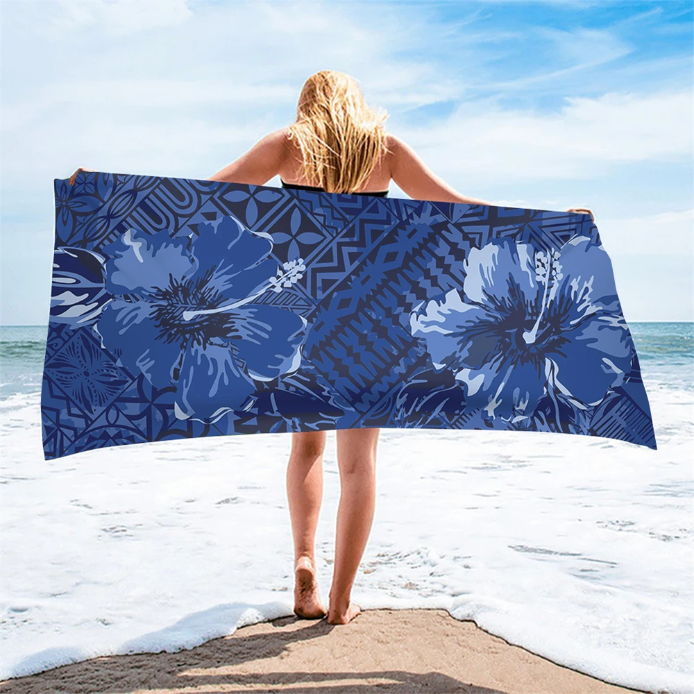 

Синий цветок гибискуса полинезийская принт быстросохнущая песок пляжный Полотенца s оверсайз микрофибра банное Полотенца путешествия сал...