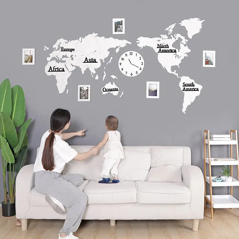 Большие 3d настенные часы стикер деревянная фоторамка для гостиной креативные