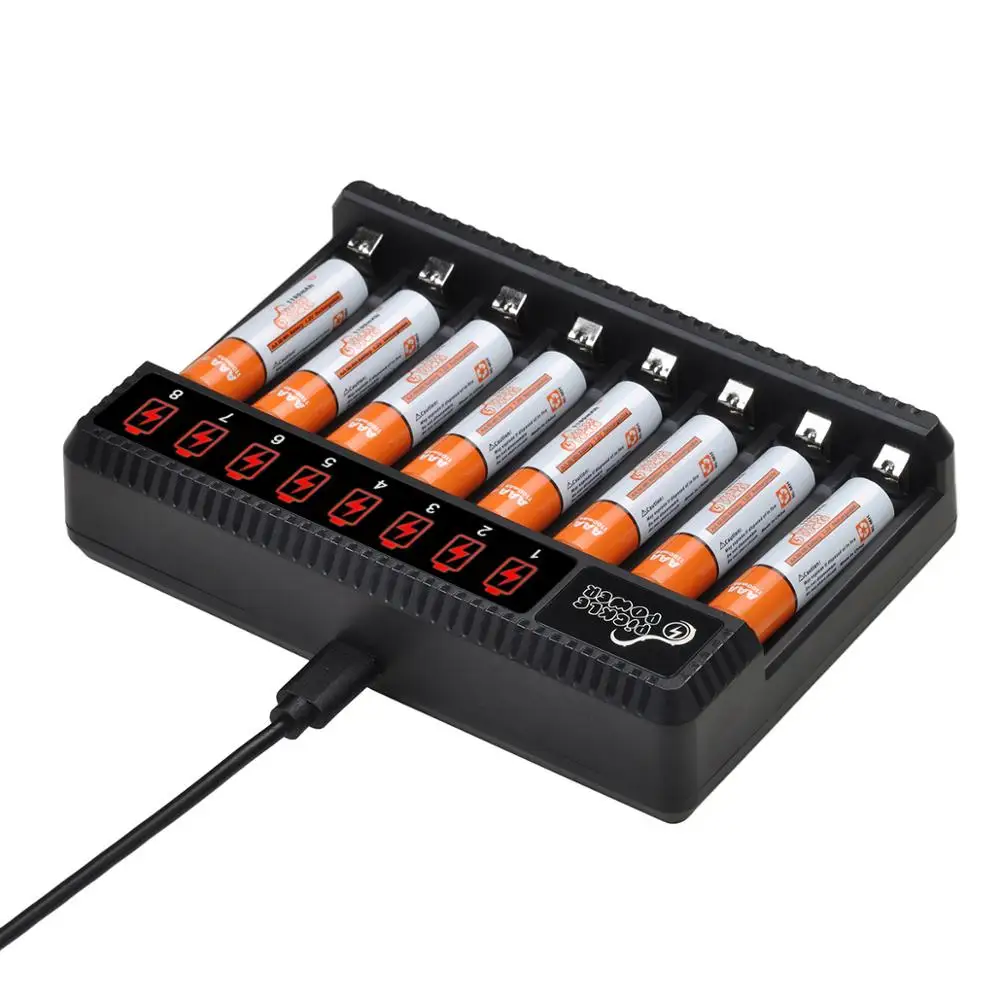 Перезаряжаемая батарея Pickle Power 1100 mAhAAA Ni MH + зарядное устройство с 8 слотами для