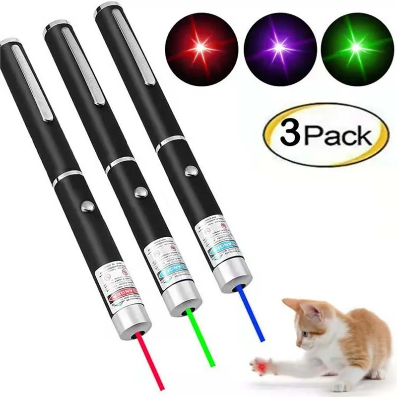 

5MW LED Laser Pet Cat Toy Red Dot Light Sight 530Nm 405Nm 650Nm Interactive Laser Pen Pointer Fun pet supplies in 3 colors