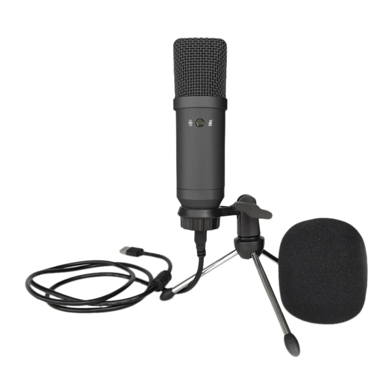 

USB Condenser Microphone Tripod Microphone with Mute Button for Streaming Zoom Podcasting Games Singing Recording