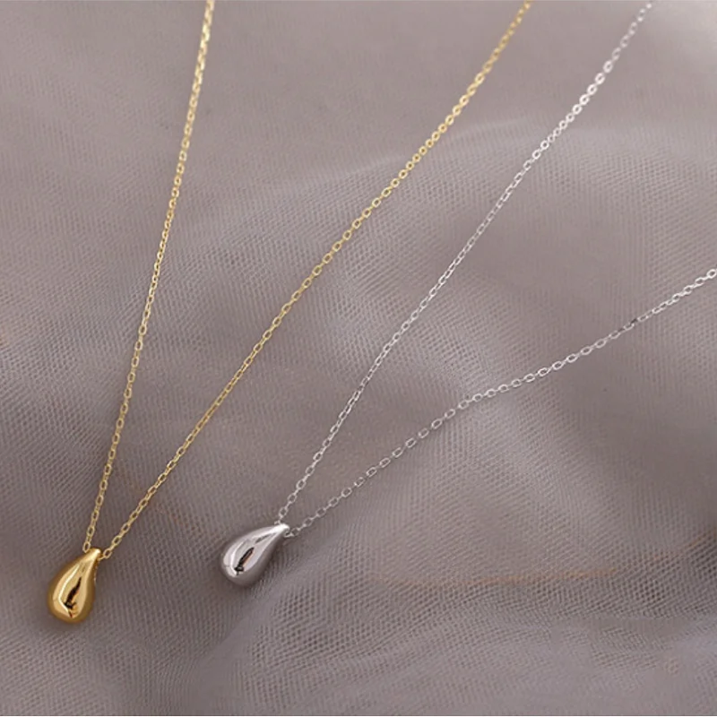 

925 sterling silver Korean fashion water drop necklace female in retro wild student clavicle chain simple girlfriend necklace