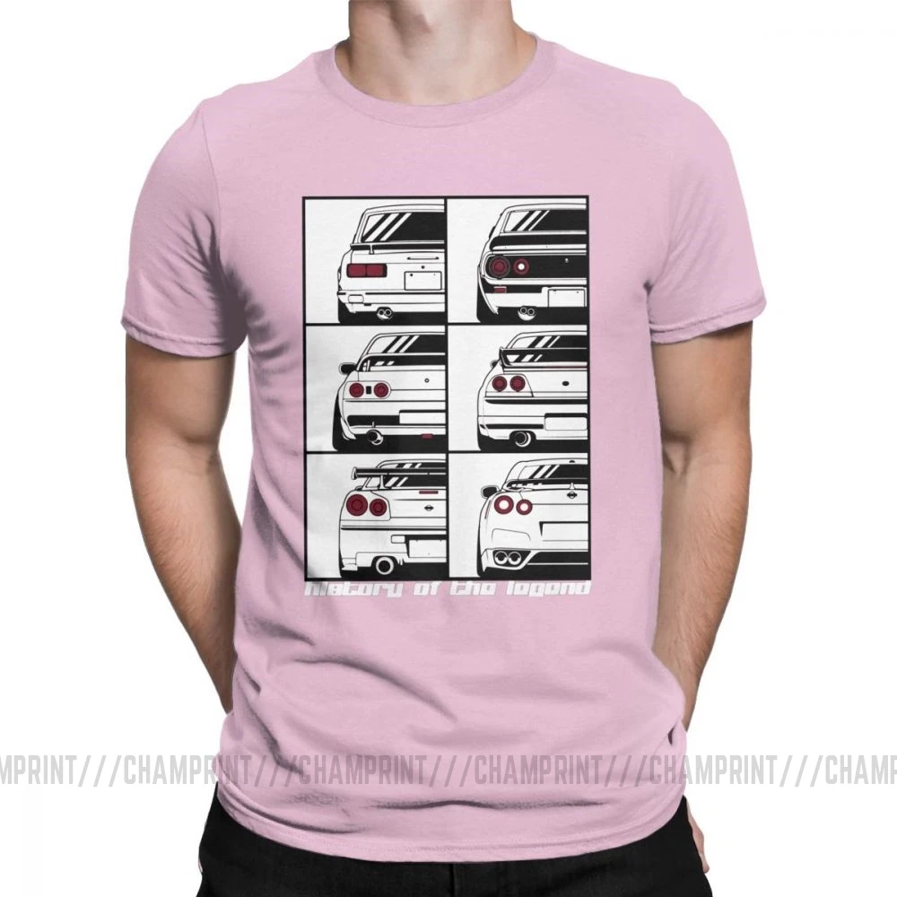 Мужские GTR Skyline история футболки автомобили моторы Japan JDM Datsun хлопковая одежда короткий рукав вырез лодочкой футболка большой размер футболки - Цвет: Розовый