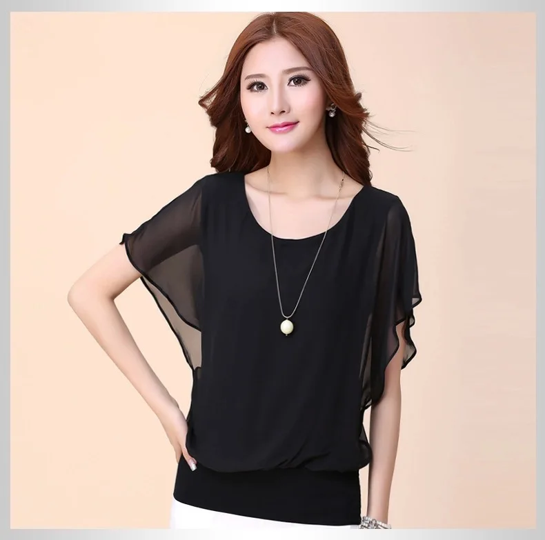 Рубашки размера плюс 5XL летняя шифоновая блузка новые женские топы модная