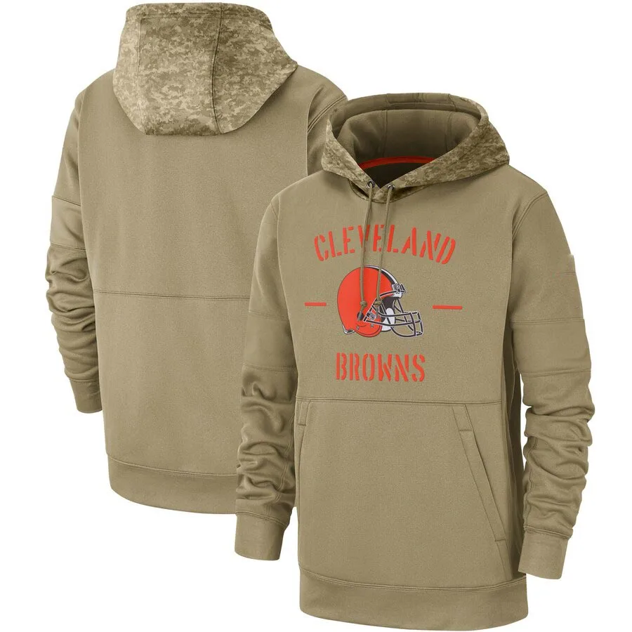 

Cleveland Salute to Service Browns Men Tan Sideline Therma Pullover Hoodie