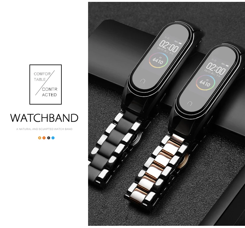 Керамический ремешок браслет для xiaomi mi band 5 ремешок для mi band 4 сменный ремешок с металлической пряжкой Регулируемый размер