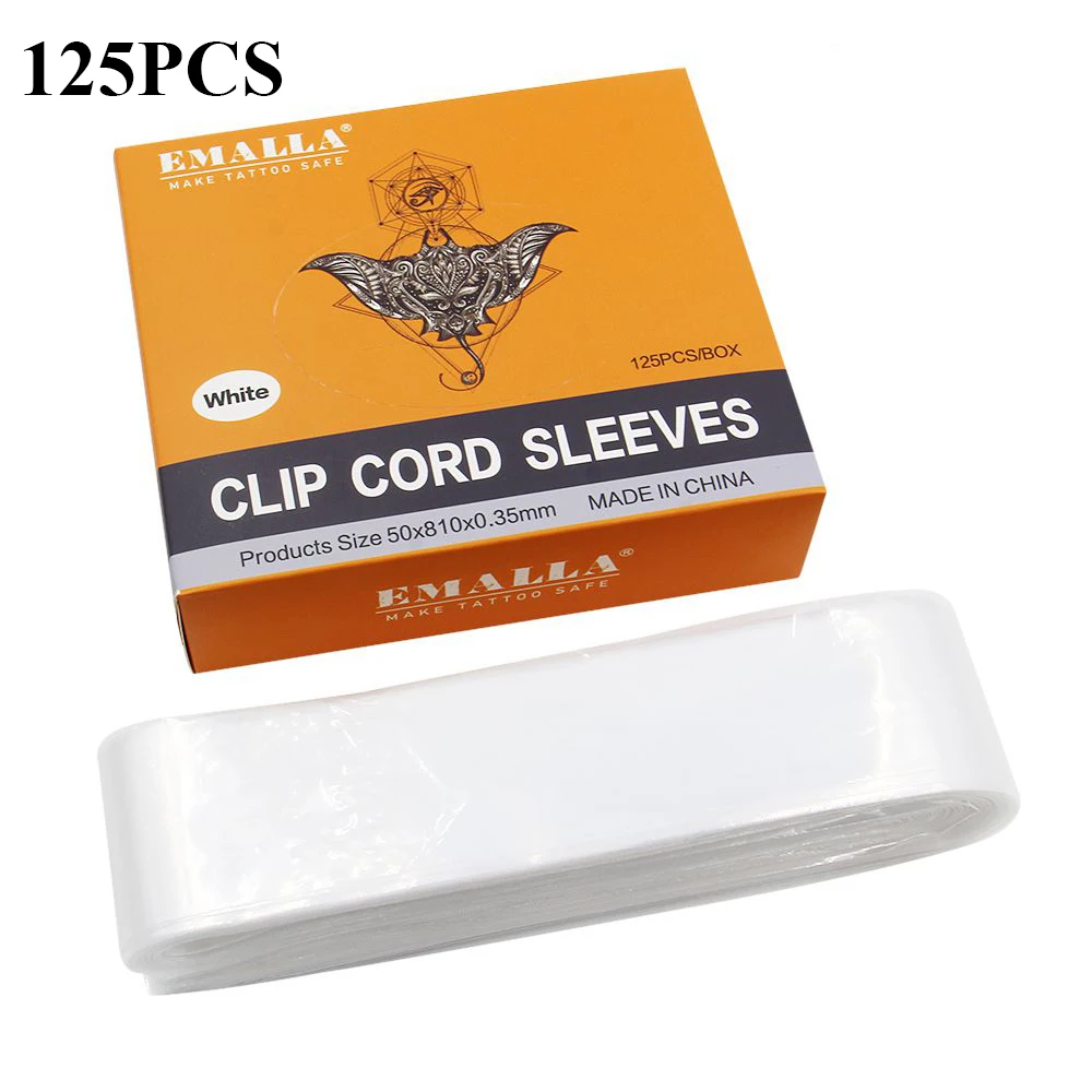 Новые 125 шт белые татуировки Клип шнур рукава Сумки Поставка одноразовые чехлы