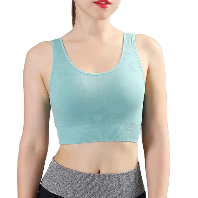 

Summer seamless underwear women gathered shockproof fitness bra crossed back vest Wireless Brassiere sports bra